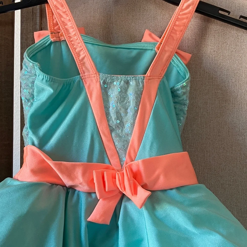 FINAL MARKDOWN Revolution Dancewear Costume in Coral and light aqua mc
